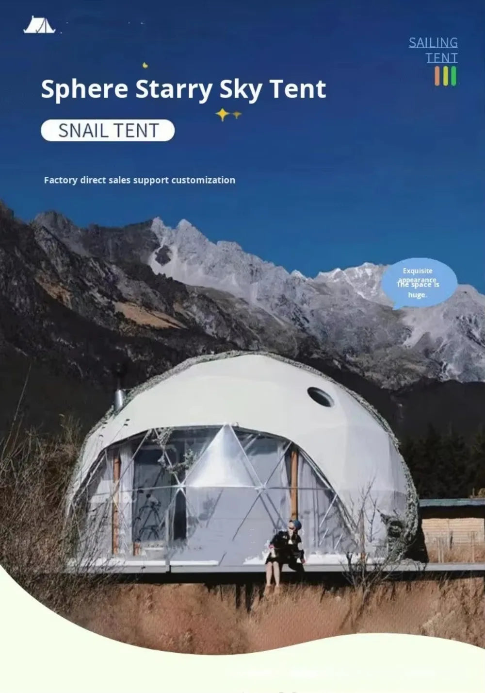 Large Geodesic Dome Tent Luxury Glamping Hotel Resort Tent Safari Accommodation Tent High Quality Factory Direct Supply