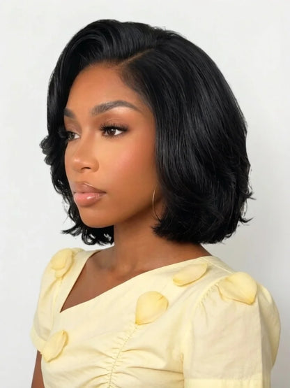 13x4 Lace Front Human Hair Wig 180 Density Honey Blonde Side Part Layered Bob Wig, Silky Straight Wigs For Women Daily Styling