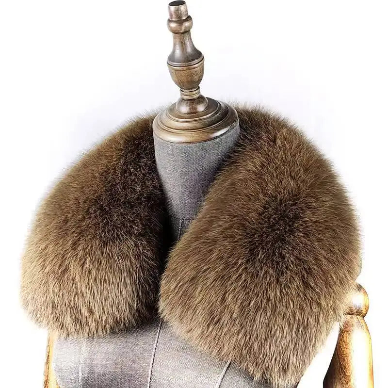 Natural Fox Fur Collar Removable Real Fur Square Collar for Coat Fashion Accessory for Women down Jacket Large Scarf Scarves