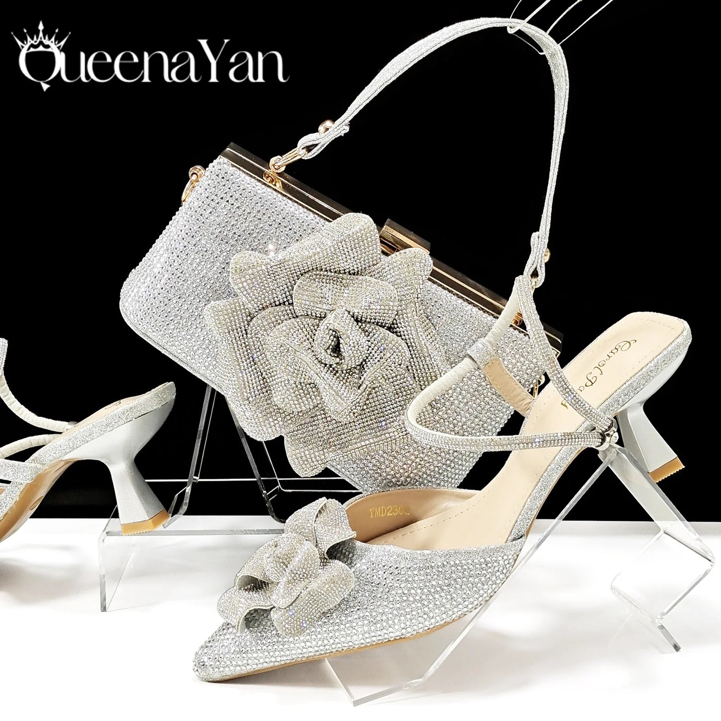 2026 Large Flower Design Shoes & Bag Nigerian Coffee Color Women's Stiletto Shoes For Special Good Time INS Style
