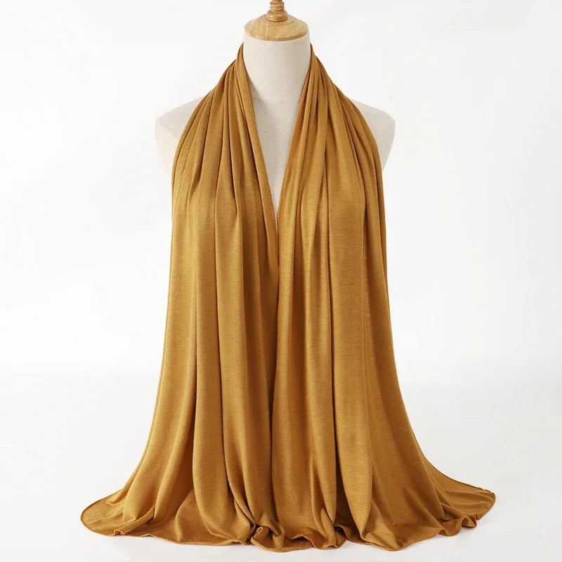 Womens Muslim Ramadan Fashion Modal Cotton Jersey Hijab Womens High Quality Solid Color Soft Hijab Long African Scarf