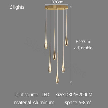 Minimalist LED Chandelier Luxurious Modern Living Room Lighting Duplex Attic Home Decoration Dining Room Staircase Pendant Light