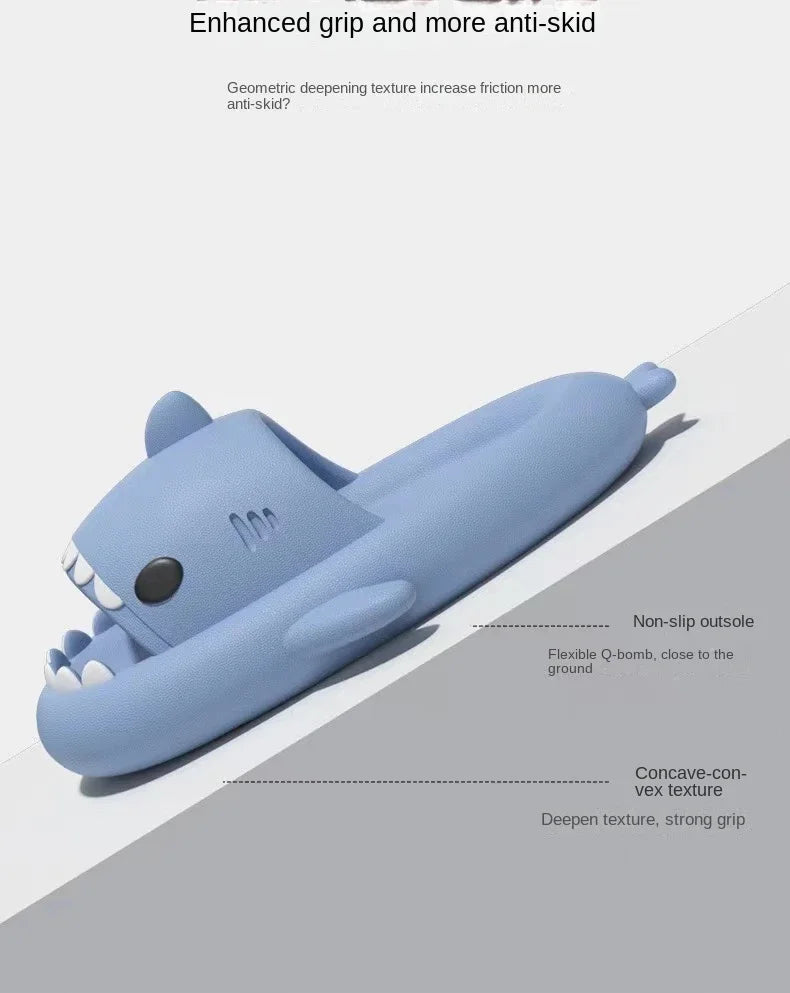 Summer Slippers Lovely Shark Slides Outdoor Women Shoes Flip Flops Men Couples Cartoon Eva Shoes Bathroom Non-Slip Sandals