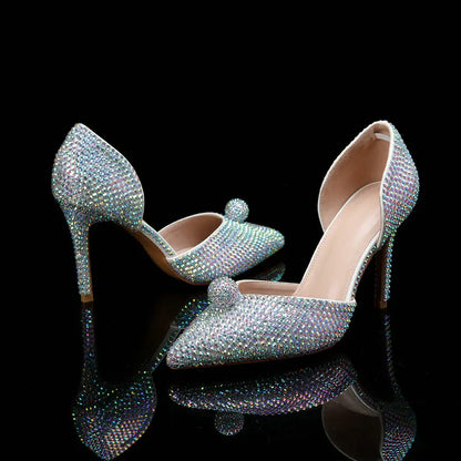 Ins Fashion Runway Show Luxury High Heel Color Hot Diamond Gradient Women'S Shoes Sandal Blingbling Wedding Shoes Dinner Pumps