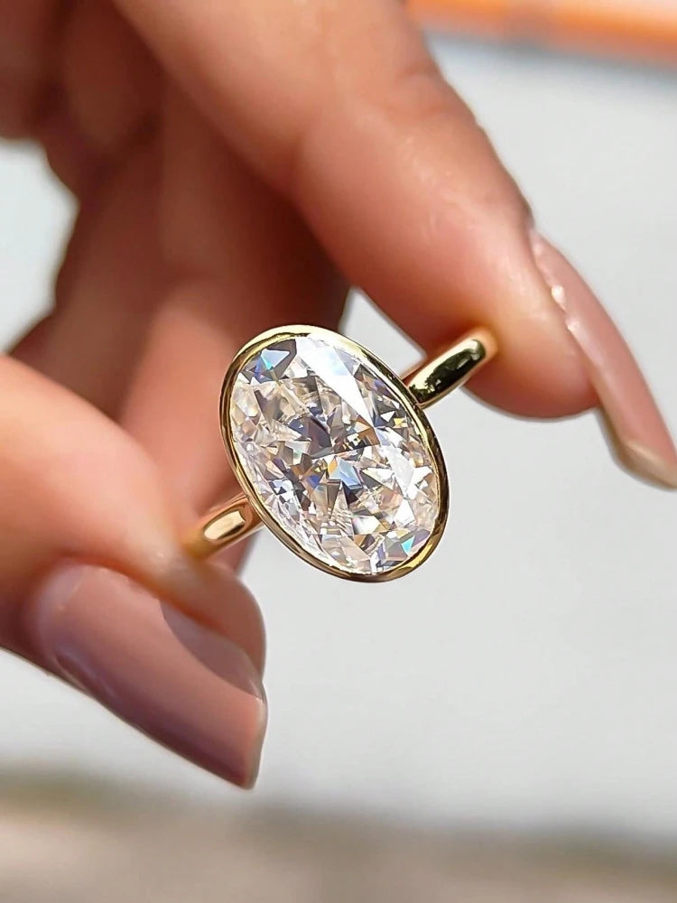 925 Sterling Silver Zircon Fashionable Delicate Simple Oval Ring For Women Engagement Wedding Luxury High Quality Fine Jewelry