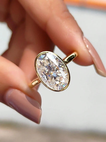 925 Sterling Silver Zircon Fashionable Delicate Simple Oval Ring For Women Engagement Wedding Luxury High Quality Fine Jewelry