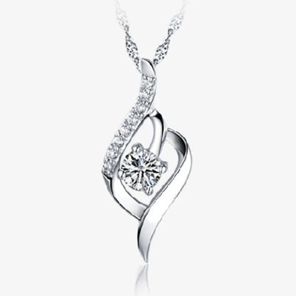 925 Sterling Silver Necklace For Women Zircom With White Gold Plated Lab Diamond Jewelry Wedding Pendant N25