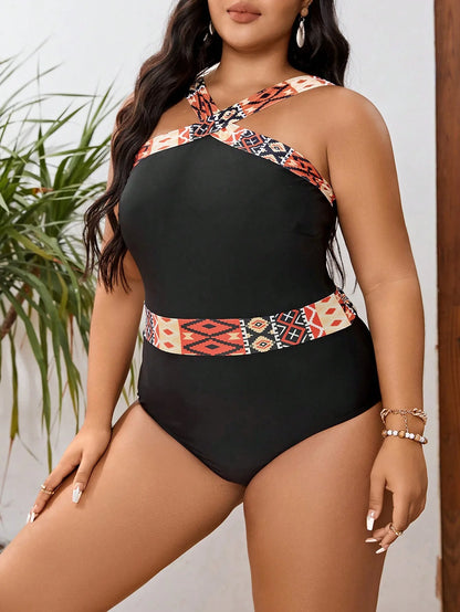 Valavalaking 2026 Sexy Patchwork Plus Size Swimwear Women Push UP Large Big One Piece Swimsuit Curvy Beach Chubby Bathing Suit