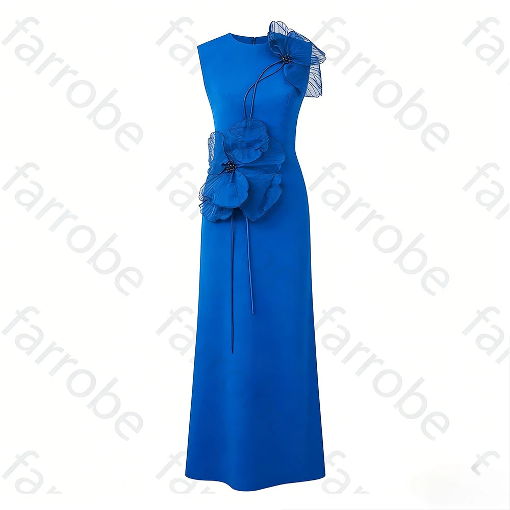 Customized Black Exquisite Evening Dress Flower Beading Ruched A-line Sleeveless Bespoke Occasion Gown Midi Dresses Party Gowns