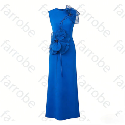 Customized Black Exquisite Evening Dress Flower Beading Ruched A-line Sleeveless Bespoke Occasion Gown Midi Dresses Party Gowns