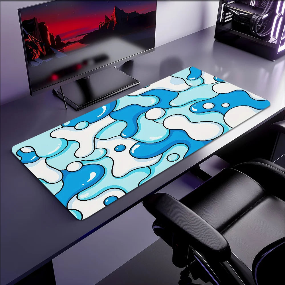 Mouse Pad MousePad Non-slip Lockedge Blue Art Office Student Gaming Thickened Large Writing Pad Wave Cushion
