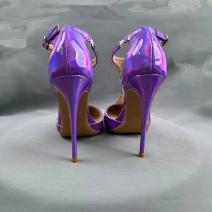 Purple Sandals With Heels For Woman Luxury Party Elegant Dress Shoes Summer Pointy Toe Sexy Sandals Lady 8CM 10CM 12CM Stilettos