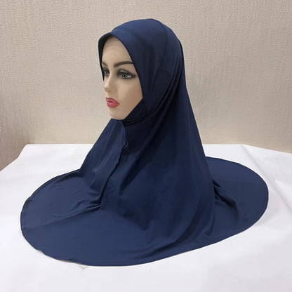 H124 Adults high quality big size muslim hijab scarf with chin part islamic headscarf hats armia pull on headwrap turban caps