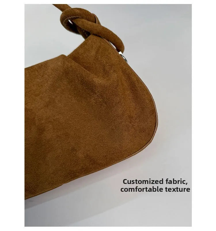 Small Suede Fashion Leather Shoulder Bags for Women 2025 Luxury Designer Brand Trend Crossbody Bag Females Short Handle Handbags
