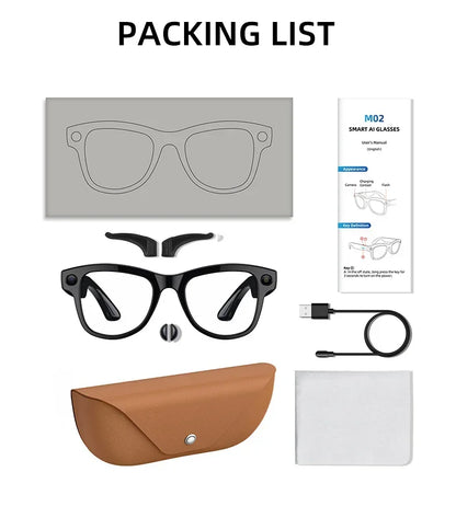 Smart Glasses with Camera 8MP HD Photo Video Recording EIS Anti Shake 1400mAh Charging Case WiFi Sync Transfer for Men Women