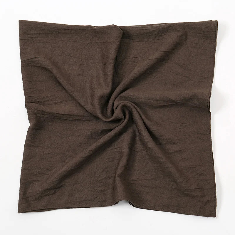 90*90cm Thin Soft Square Scarves for Women Simplicity Solid Color Cotton Linen Headscarf Muslim Female's Hijabs Bag Accessories