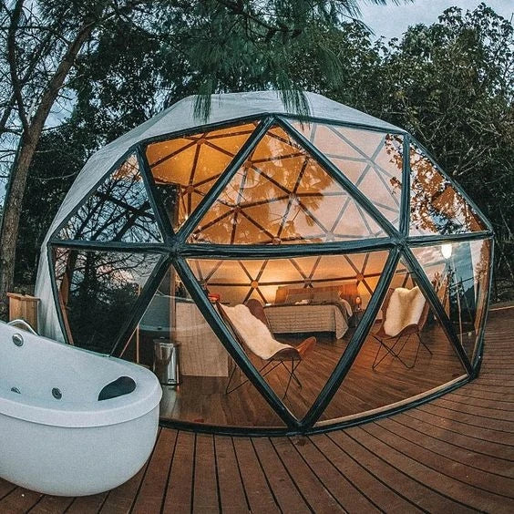 Custom 2026 Luxury Waterproof Glamping Igloo Glass Geodesic Dome Tent For Resort