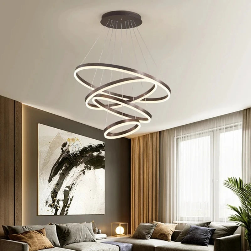 Mordern Minimalist Hign-end LED Pendant Lights Designer Circle Chandelier Home Rooms Decoration for Hall Living Lamping Fixtures