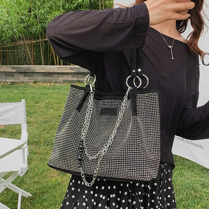 Yogodlns Luxury Rhinestone Bucket Bag For Women Fashion Brands Shouldr Bag Trendy Underarm Bag Shopping Handbag Purse Bolsa