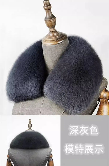 Natural Fox Fur Collar Removable Real Fur Square Collar for Coat Fashion Accessory for Women down Jacket Large Scarf Scarves