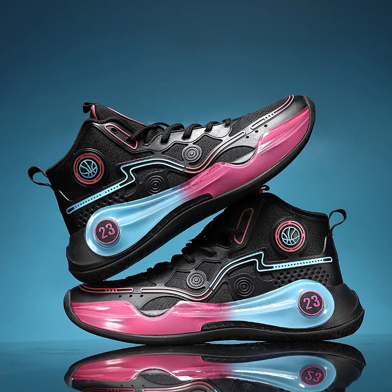 Unisex Basketball Shoes Thick Bottom Rebound Combat Training Sneakers Breathable Comfort Competition Basketball Boots for Men
