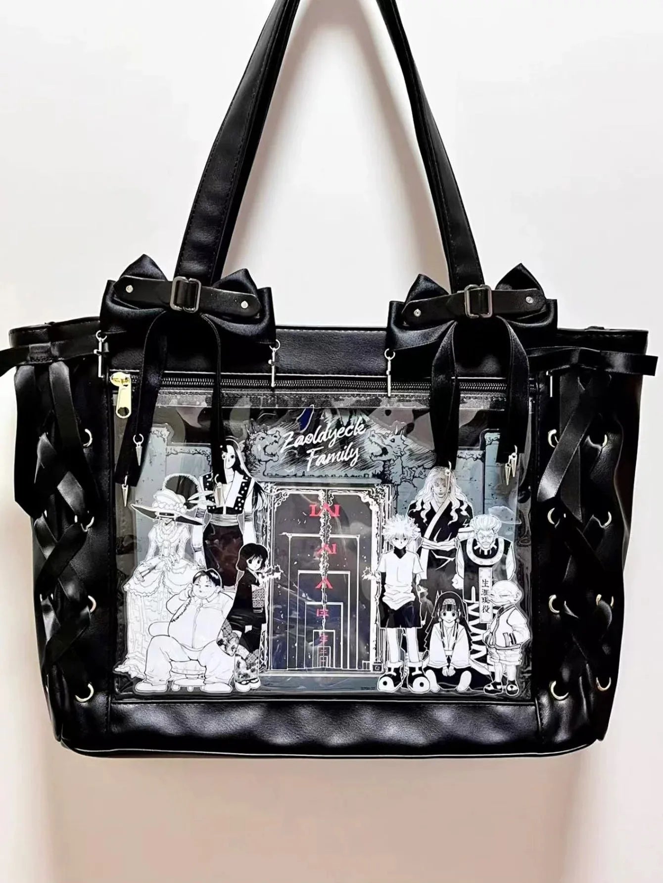 New Japanese Cute Sweet Ribbon Ita Bag Lolita Girls Transparent Handbags Fashion Large Capacity Tote Bag Aesthetic Shoulder Bags