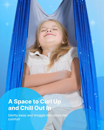 Sensory Swing, Double-Layer Fabric Sensorys Hammock, Indoor & Outdoor Sensory Swing with 360° Swivel Hanger, O-Sling, Holds up to 300lbs, Adjustable Aerial Yoga, Hanging Swings for Kids