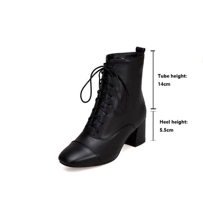 Sexy Ankle Boots For Women Winter Shoes Custom Black White High Heels Lace Up Short Boot Autumn Pumps Large Size 43 WSH5218