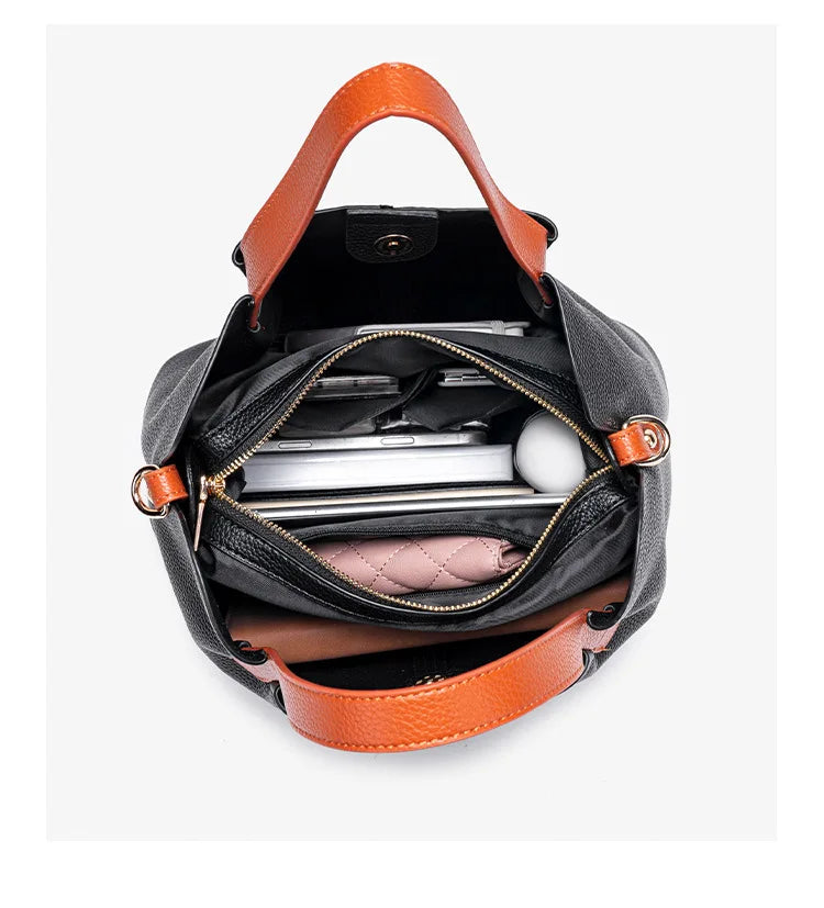 Women's Bag Leather Luxury Designer Shoulder Bag Soft Handbags Large Capacity Crossbody Bags Blue Black Khaki
