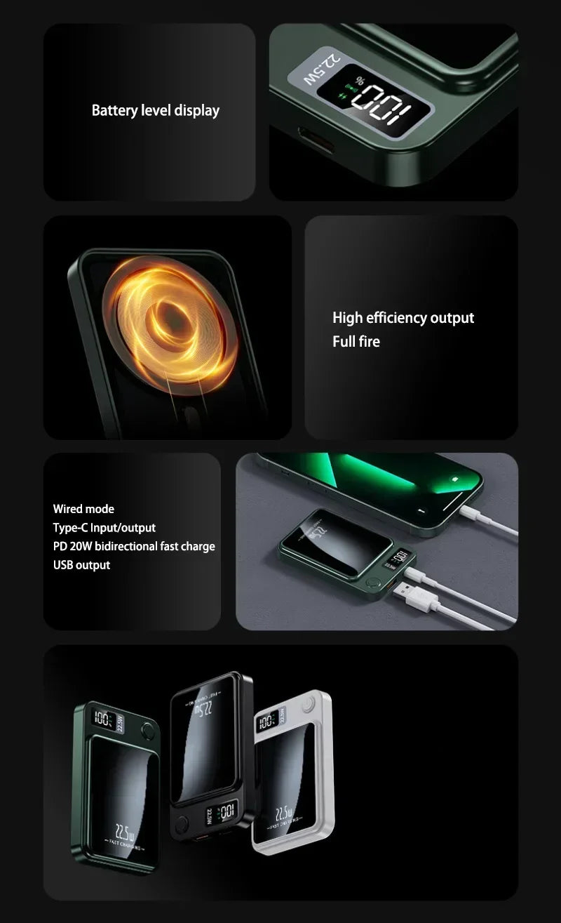Lenovo PD22.5W Fast Charging Magnetic Wireless 500000mAh Large Capacity External Battery Power Bank For iPhone Samsung