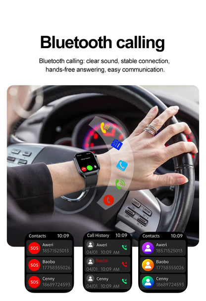 2026New ECG+PPG Clock Health Trackr 2.0 inch Uric Acid Blood lipids Pressure Smart Watch Body Analysis Voice call Smartwatch Men