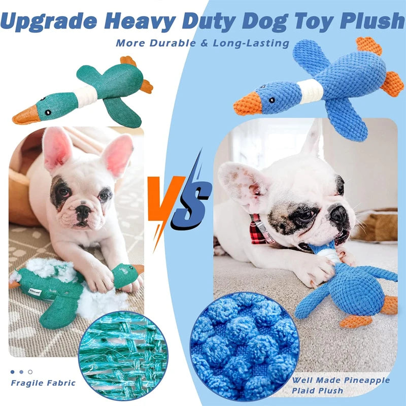 Yellow Duck Dog Toys for Aggressive Chewers Cats Dogs Chew Squeak Toy with Quacking Sound Interactive Plush Doll Toy Pet Supplie
