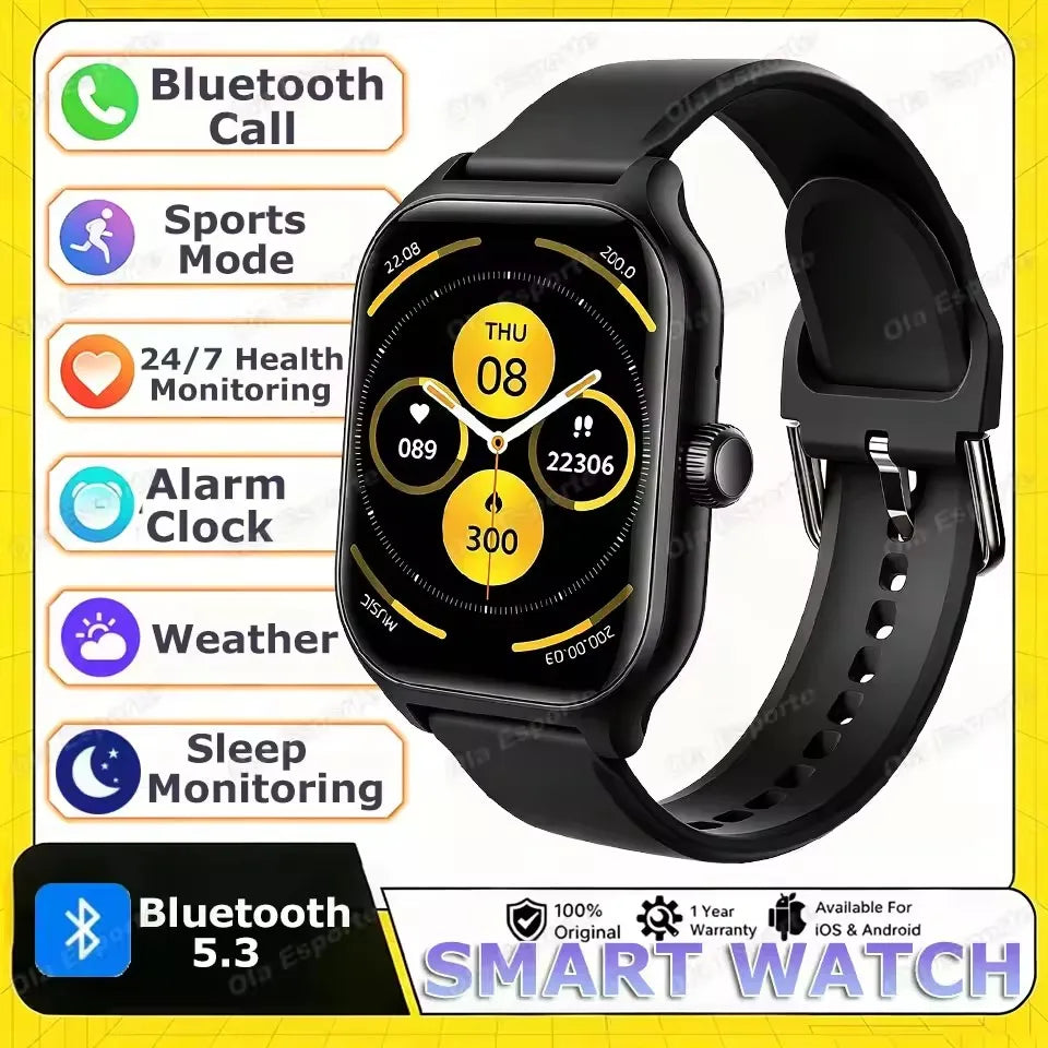 New Smart Watch Android IOS Phone 1.44 Inch Color Screen Bluetooth Call Blood Oxygen/Pressure Monitoring Smart Watch Women Men