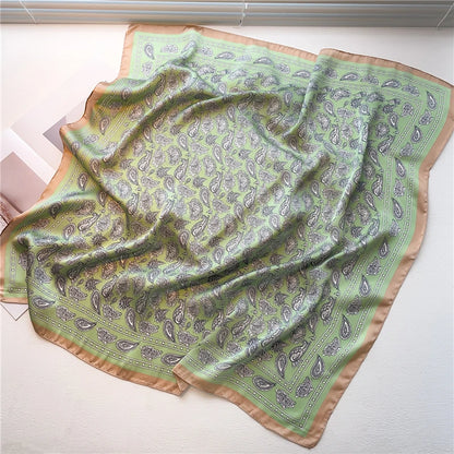 1pcs 70cm Roman Chain Silk Scarf for Women Simulated Silk Geometric Round Fashion Versatile Headwear Clothing Square Scarf