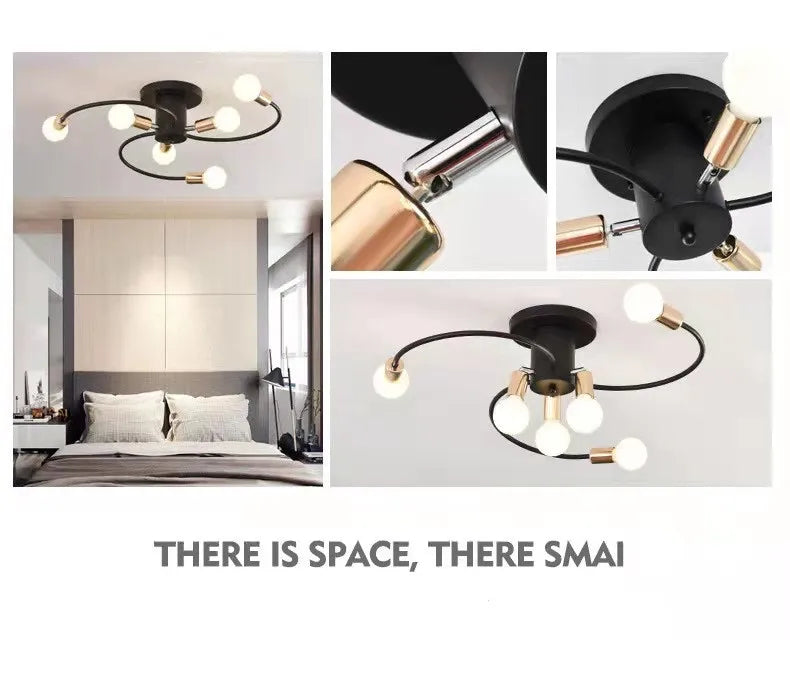 Minimalist Black/White/Gold Chandelier Simple Nordic Metal Chandelier Ceiling Lights for Living Room Bedroom Kitchen Bar Lustre