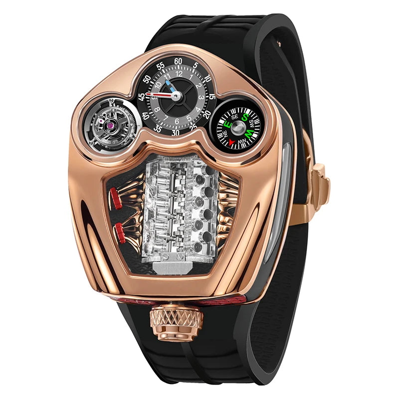 PINDU Design Men's Watch Top Brand Luxury Business Watch Men's Compass Waterproof Quartz Wristwatches Silicone Strap P6658