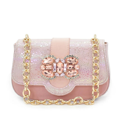 New Arrival Nigerian Women Heel Party Shoes and Bag Set Champagne Colour Rhinestone Handbag Italian Design Wedding