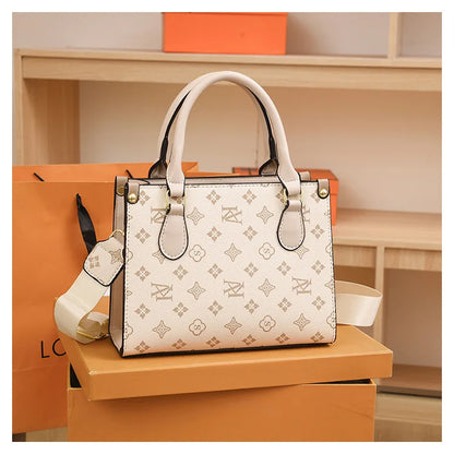 Elegant Retro Women's Tote Bag Single Shoulder Crossbody Bag Floral Print Ladies Handbag Luxury Texture Commuter Messenger Bag