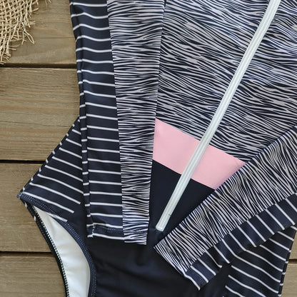 2026 Surfing Sport Swimsuit Long Sleeves Women One Piece Swimsuit  Swimwear Solid Monokini Bathing Suit Tropical Bodysuit Female