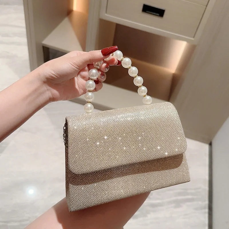 Luxury Sequined Hand-held Dinner Bag, Elegant Style Bag, High-end Chain Single-shoulder Crossbody Bag, Handbag for Wedding Party
