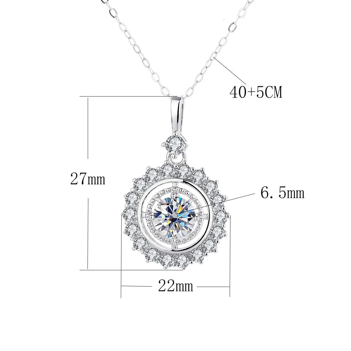 1ct Green Moissanite Necklace Gold Plated S925 Silver with Certificate Passed Diamond Test Necklace Women Jewelry Gift