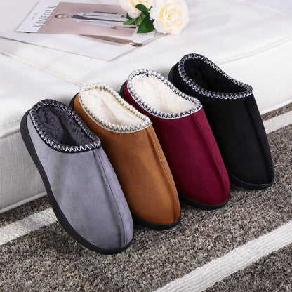 Comwarm Winter Warm Cotton Slippers For Women Men Flats Soft Non-slip Fluffy Shoes Design Slides Couple Indoor House Slippers