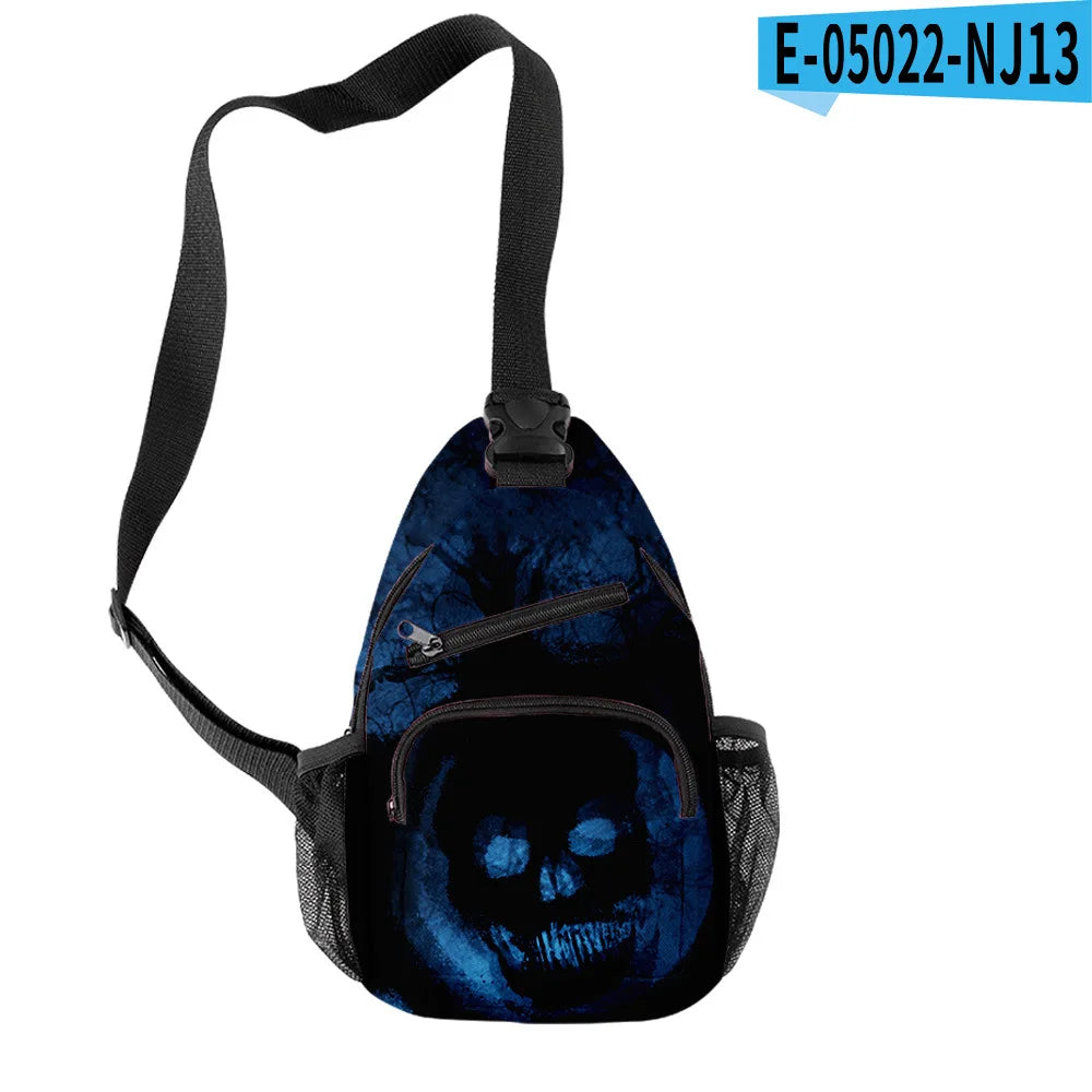Fashion Youthful Halloween Skeleton Boys/Girls 3D Printed Chest Bags Oxford Waterproof Sports Crossbody Travel Bag Shoulder Bags