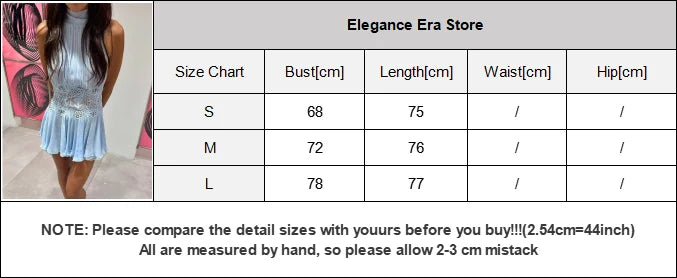 Light Blue Halter Neck Pleated Mini Dress Lady Sleeveless High Waist Hollow Lace Short Vestidos Summer Women's Vacation Outfit