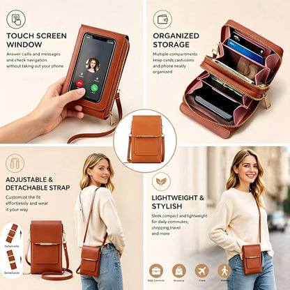 The Women Bag Touch Screen Cell Phone Purse Soft Leather Shoulder Bag Female Handbags Cheap Small Wallet Crossbody Bags