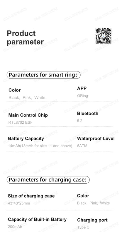 2026 New Hot Couple Smart Ring with Charging Case Heart Rate Sleep Health Monitor Pedometer Fashion Ceramic Ring For Android IOS