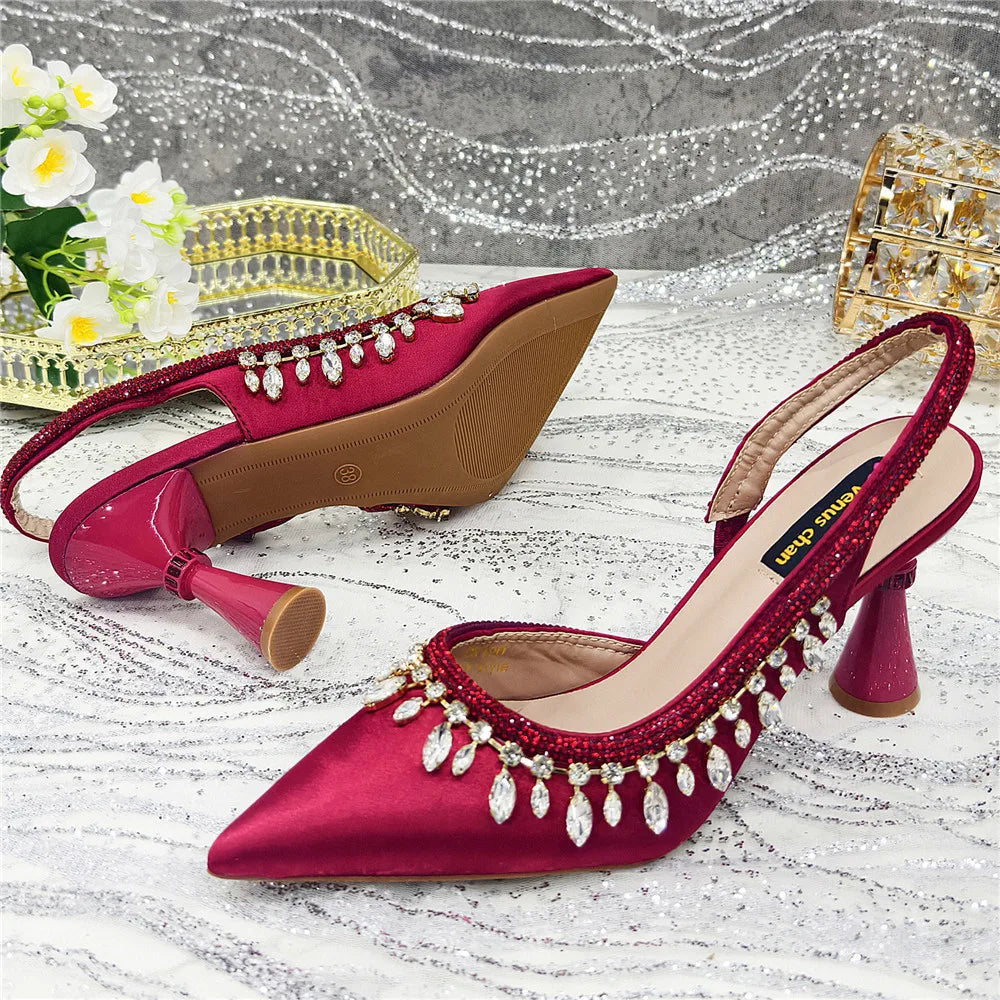 Designer Shoes Women's Luxury 2026 Elegant Crystal Women's Shoes Italian Women's Wedding Rhinestone Nigeria Party Wedding Pump