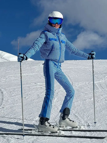 Thicken Print Cotton Jumpsuits Women High Neck Long Sleeves Zipper Belts Warm Ski Wears Female 2026 Winter New Chic Ski Jumpsuit