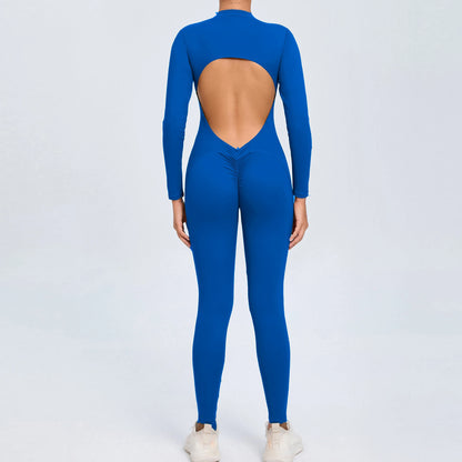 2026 Pad Zipper Long Sleeve Yoga Set Women One Piece Jumpsuit Gym Workout Shorts Fitness Bodysuit Sports Athletic Suit XP358