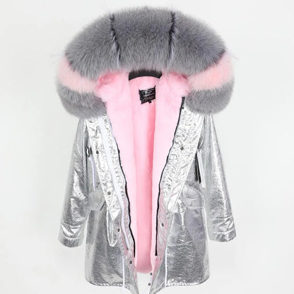 Maomaokong 2026 New Natural Fur Lining Real Fur Coat Winter Jacket Women Raccoon Fur Collar Warm Thick Parkas Female Clothing